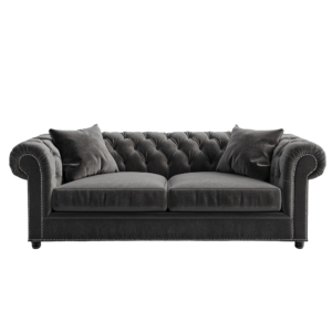 Sofa Chesterfield 2-Seater "Eleganza" - Dark Grey Velvet
