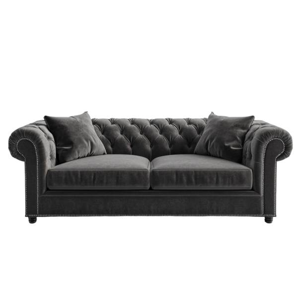 Sofa Chesterfield 2-Seater "Eleganza" - Dark Grey Velvet